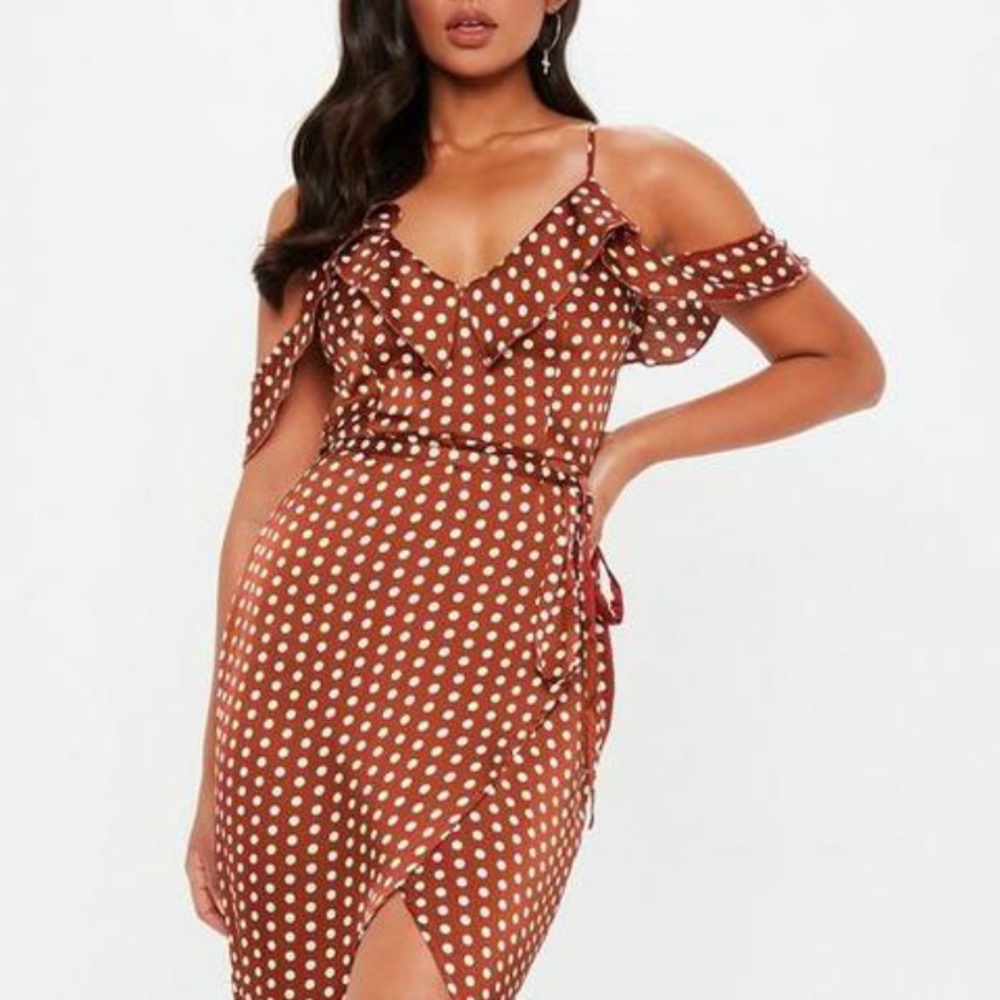Missguided Satin Frill Midi Dress